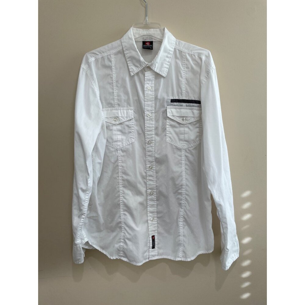 South Pole Button Down Shirt Mens XL White Roll Tab Sleeve